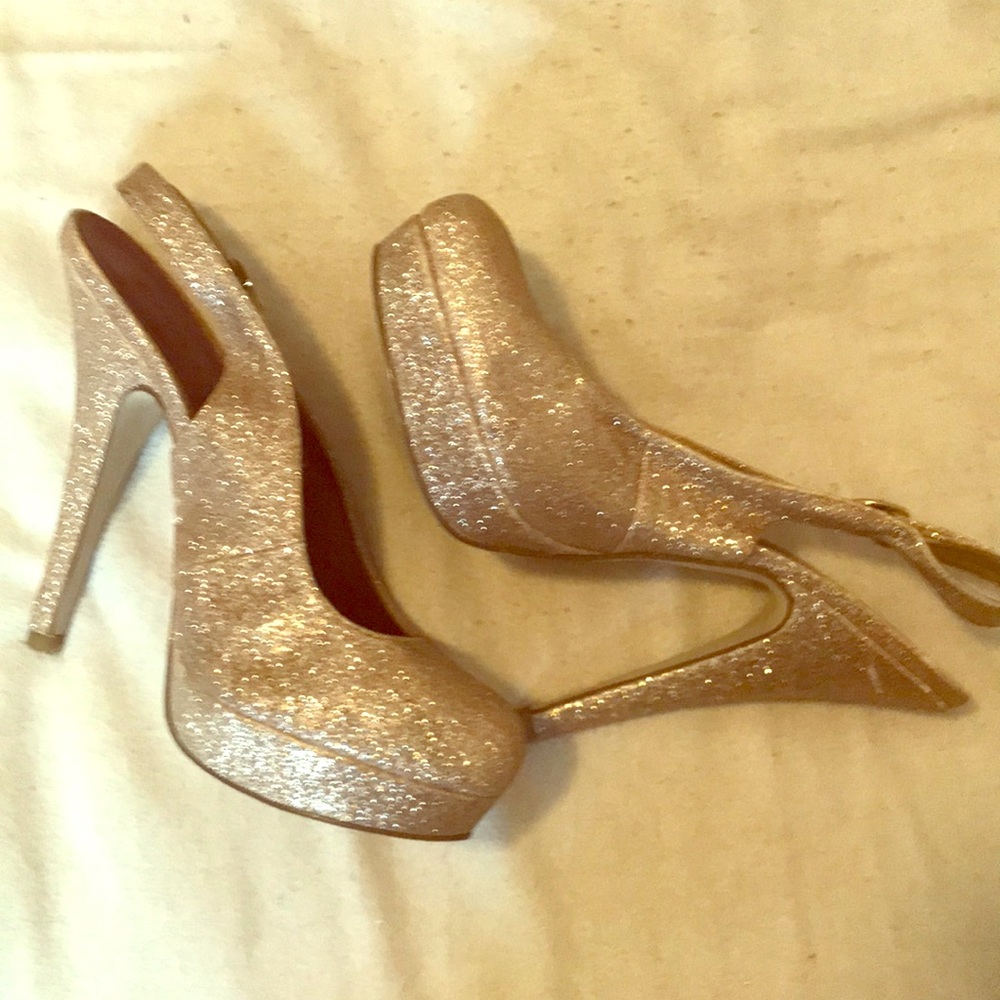 Gold glitter heels